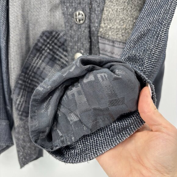 Donna Jessica Art-to-Wear Patchwork Blazer Size 2 Large Metal Buttons Grunge - Picture 6 of 13